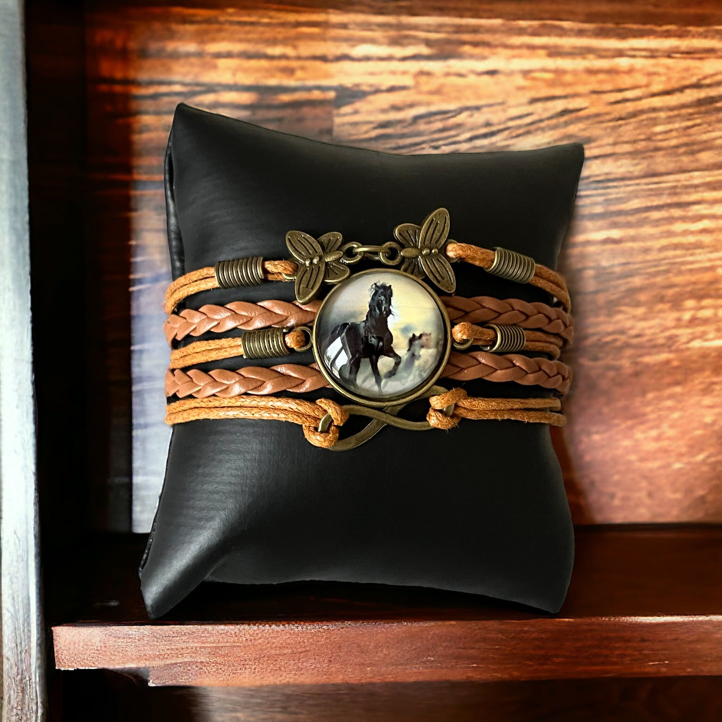 Faux leather horse bracelet