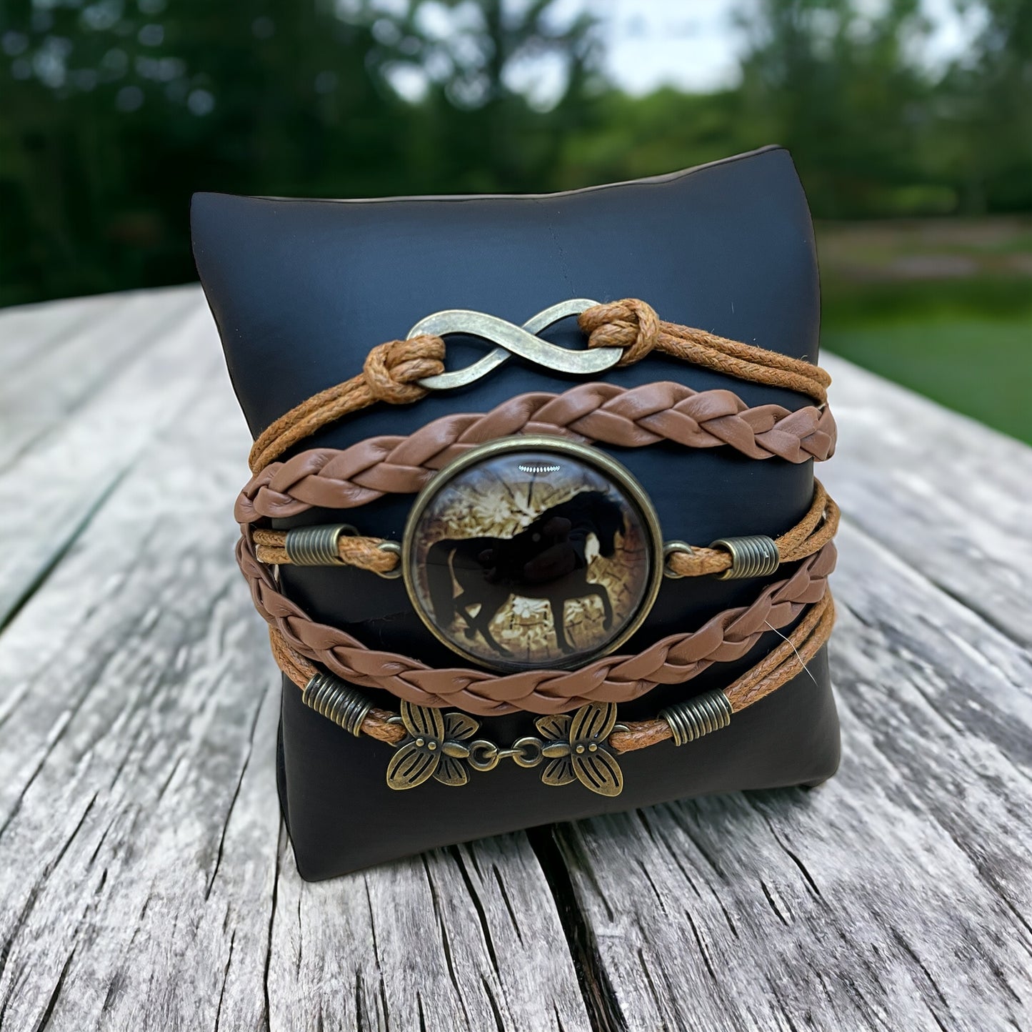 Faux leather horse bracelet